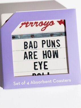 El Arroyo set a 4 absorbent coasters/Dad jokes - New